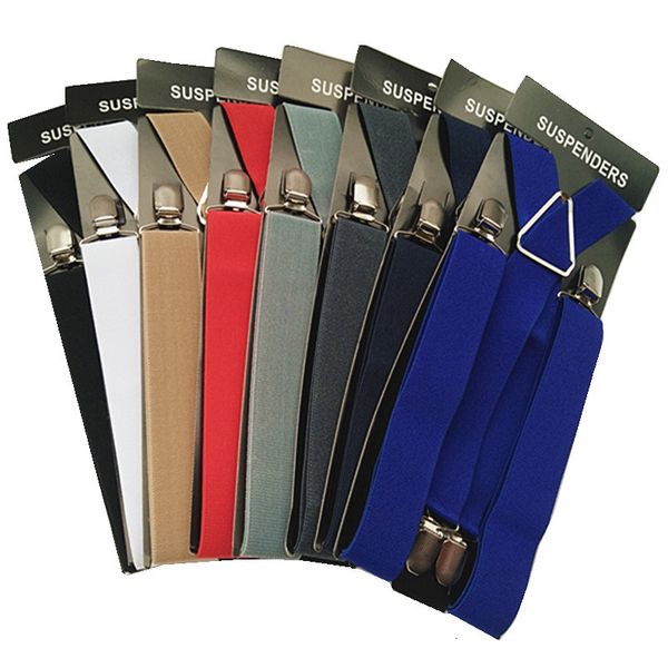 

suspenders solid color suspenders men xxl large size 3.5 cm wide adjustable elastic 4 clips x back women trousers braces party 230717, Black;white