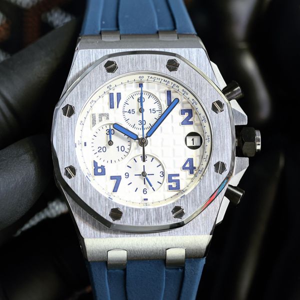 

high-end men's watches 42mm quartz sport men's watches all stainless steel sapphire glass strap reshaping men's watches, Slivery;brown