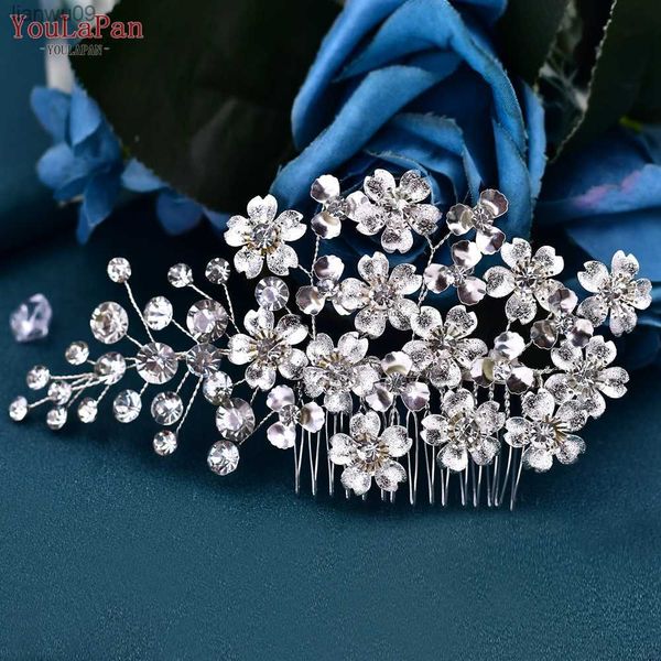 

youlapan hp514 bridal hair comb rhinestone floral headwear wedding hair accessories bride headdress pageant woman hair clip l230704, White;golden