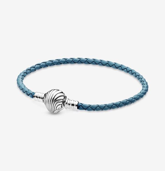 

moments bracelet 100 925 sterling silver seashell clasp turquoise braided leather bracelets fashion jewelry accessories9674176, Golden;silver