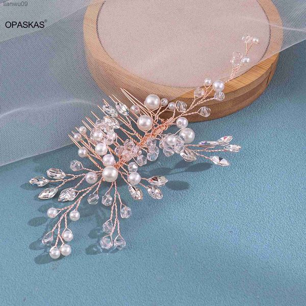 

2023 fashion hair side comb wedding hair accessories pearl crystal hairpin crown princess girls headdress wedding hair jewelry l230704, White;golden
