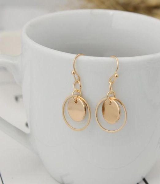 

dangle chandelie minimalist geometric metal mini double hollow silver round small round earrings5379732