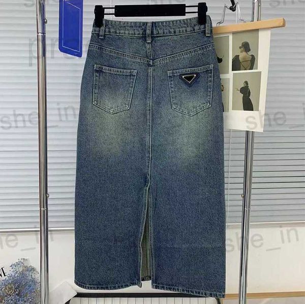 

skirts designer summer long skirt woman fashion denim stylish letters split pants classic pattern a line women pant clothes z2dk, Black
