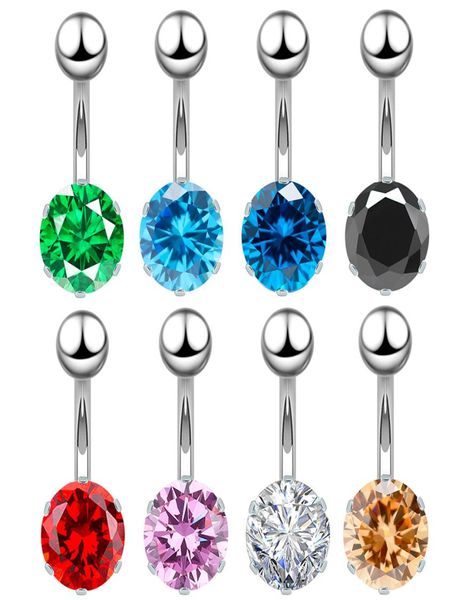 

1pc steel belly button rings navel piercing fashion colorful zircon navel rings navel earring barbell piercings body jewelry4292720, Silver