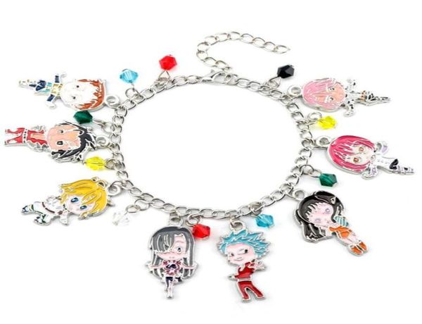 

link chain the seven deadly sins meliodas elizabeth liones charm bracelet escanor lion merlin boar gowther goat king ban jewelry9951315, Black