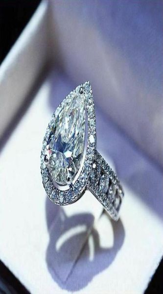 

wedding rings luxury pear shape cubic zirconia for women jewlery elegant female engagement anniversary party bands fashion ring2919583, Slivery;golden