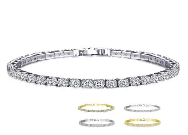 

18k whiteyellow gold plated link round cut sparkling crystals stones tennis bracelets for womens jewelry pulseras mujer accessoir2593033, Golden;silver