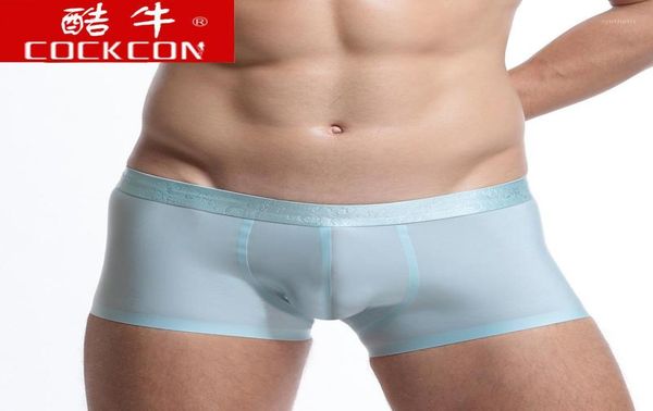 

2017 cockcon men underwear ice silk boxers men u convex pouch shorts cueca boxer homme seamless male panties19784465, Black;white