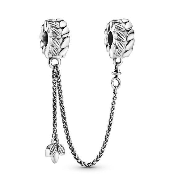 

authentic 925 sterling silver wheat grains safety chain clip charms beads fit charmes style bracelets for diy fashion jewelry desi1260352, Black