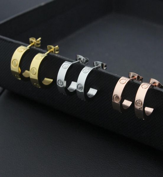 

whole half round nails open earrings rose gold titanium steel ear studs 18k rose gold thread earrings for women charms fashion5939104, Golden;silver