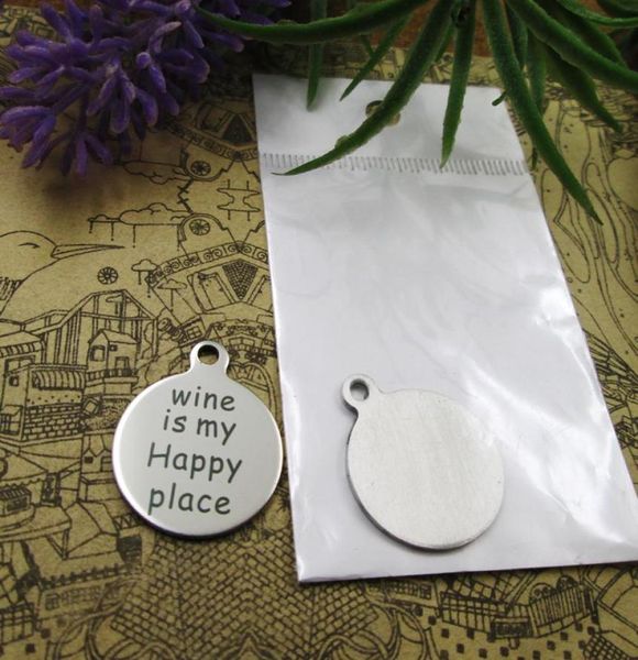 

40pcsquotwine is my happy placequotstainless steel charms more style for choosing diy charms pendants for necklace1006628, Bronze;silver
