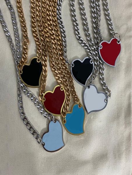 

european and american fashion pendant necklaces heartshaped p home inverted triangle classic necklace metal label street hiphop 6463948, Silver