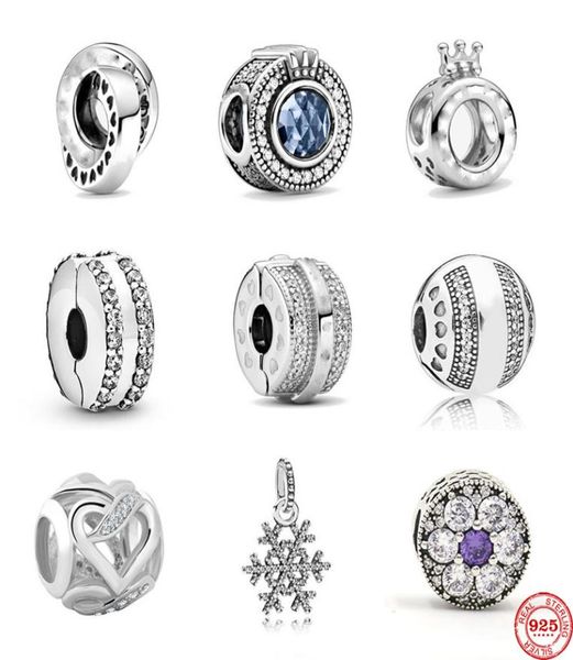 

sparkling blue crown pave lines clip snowflake heart diy fine beads fit original charms silver 925 bracelet jewelry7375269, Blue;slivery