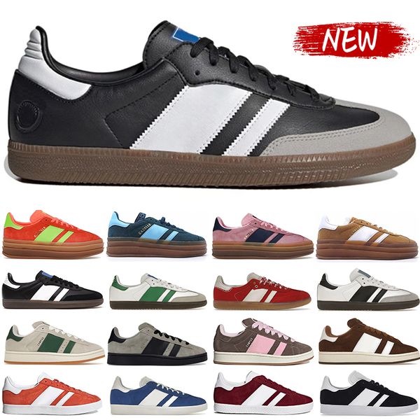

designer gazelle bold platform casual shoes men women campus sneakers 00s indoor suede low leather trainers pink glow vegan white gum velvet, Black