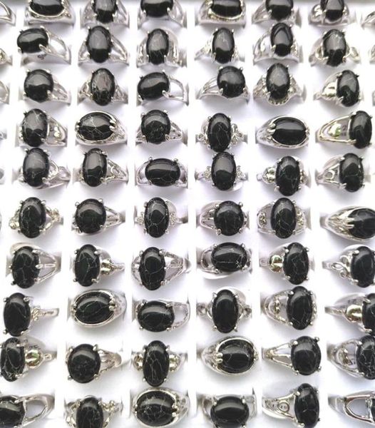 

natural black turquoise rings fashion jewelry women039s ring bague 50pcs6608532, Golden;silver