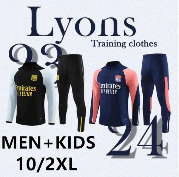 

23 24 lyon tracksuit soccer set survetement 22 23 lyonnais l.paqueta ol aouar football training suit jogging sets, Black