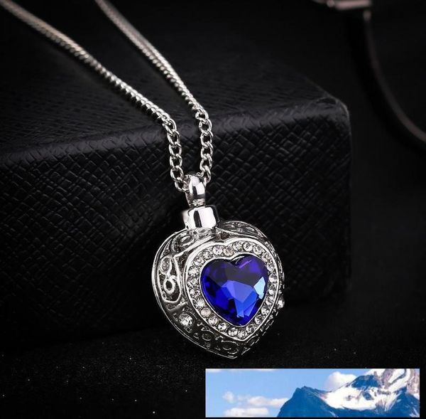 

silver tone cremation ashes urn memorial pendant ocean hearts sapphire urn necklace locket keepsake jewelry7779713