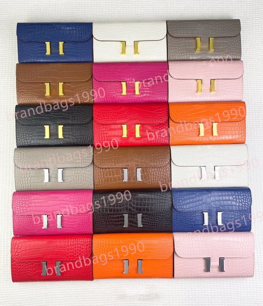 

22 cm designer purse with chain strap alligator woman wallets gold silver buckle whole cowskin card holders bags fashion genuine leather lon, Red;black