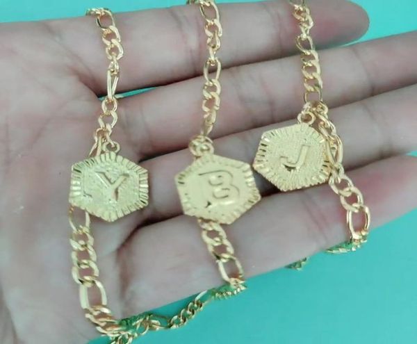 

gold plated fashion 2020 men women anklet bracelet 26 alphabet letter anklet link chain initial anklet1528131, Black