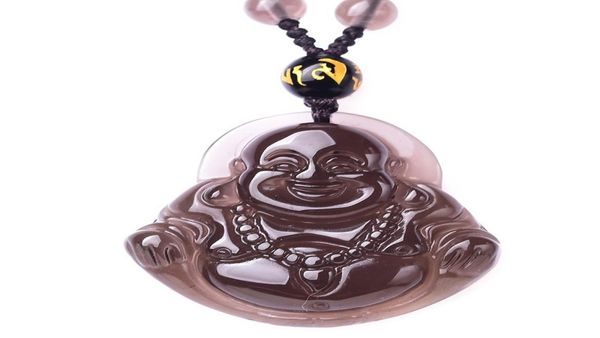 

natural ice obsidian big belly buddha pendant black maitreya buddha necklace female4162891, Silver