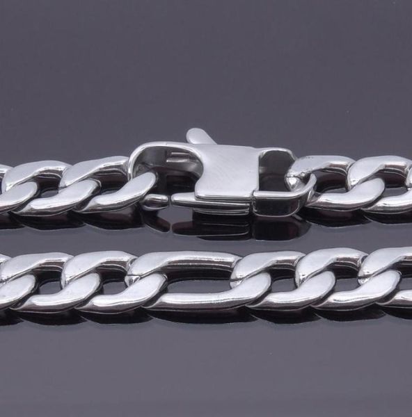 

chains 12mm width 18039039 36039039 inches customize length mens stainless steel necklace figaro chain 1951117, Silver