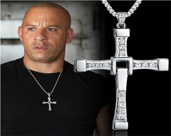 

fast and furious 8 moive necklace cross pendant necklaces dominic toretto necklace with crystal pendant for men9605213, Silver