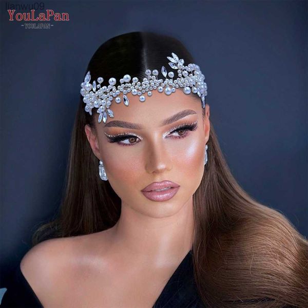 

ueen white pearl bridal headpiece crystal bridal headband wedding hair accessories handamde woman headdress for party hp186 l230704, White;golden