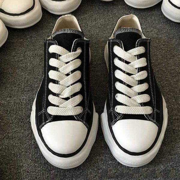 

fashion brand mmy thick bottom canvashoemihara men sneakerdeigner lace-up yasuhiro men'casual shoewomen'bootwomen sport shoe, Black