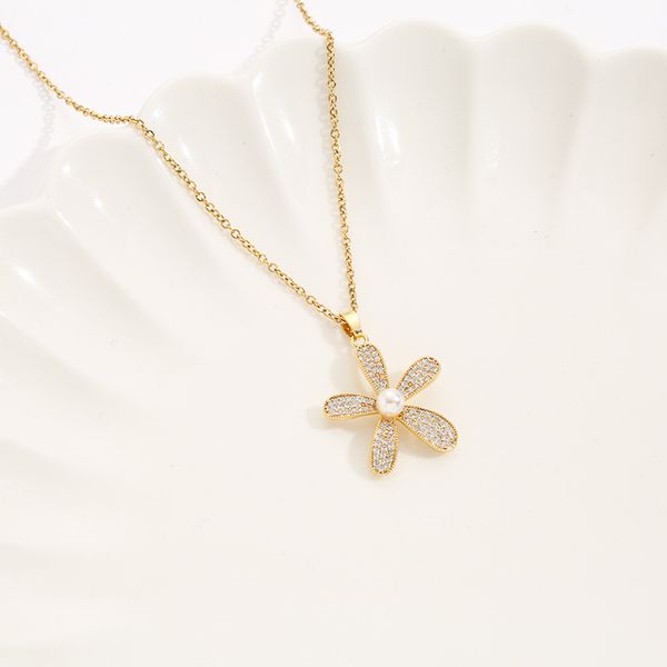 

cute design flower pendant necklace gold stainless steel jewelry for women, Silver