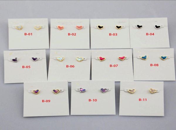 

stud heart drusy stone real 18k gold plated dangles glitter earrings jewelries letter gift with dust bag2788199, Golden;silver