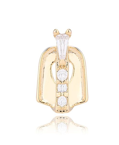 

new silver gold plated bling cz hip hop single teeth grillz cap bottom grill for halloween fashion party jewelry1225220, Black