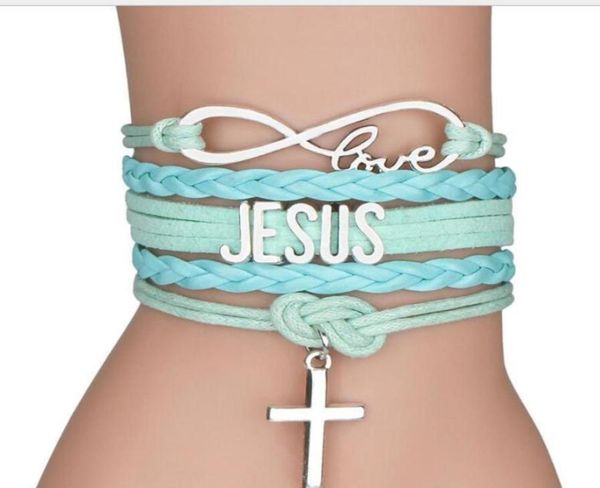 

fashion leather christian infinity love wedding handmade cuff bracelet i love jesus bracel jllley carshop20063652730, Golden;silver