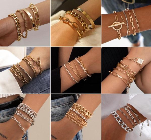 

luxury shiny rhinestone link bracelets chains set bangle women adjustable clear crystal chunky charm bracelet for bulk6304849, Black