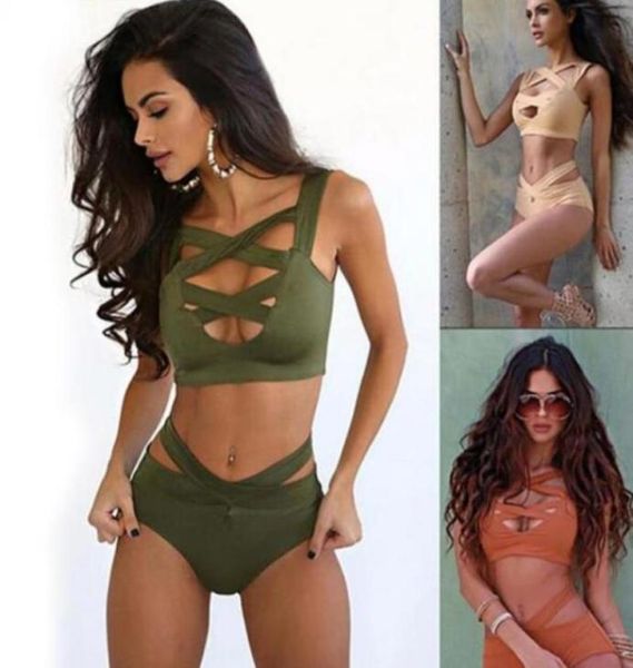 

woman bandage twopiece set lady summer swinsuits 11color chest cross s1335307