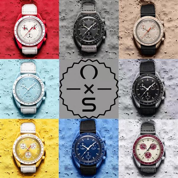 

bioceramic planet moon designer watches full function chronograph all work movement mens watches luxury watch limited283s, Slivery;brown