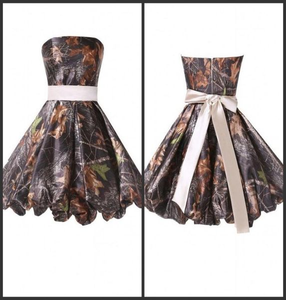 

2022 cocktail dresses short camo party gown a big bow sashed strapless zipper back prom dresses sample design camo evening party d4440461, Black