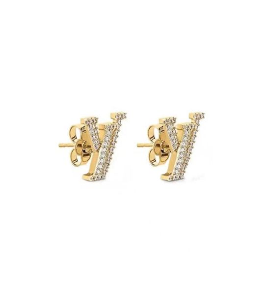 

gold full diamond charm stud earrings letter earring stainless steel aretes orecchini for women party wedding lovers gift engageme4793031, Golden;silver