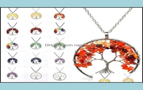 

pendant necklaces pendants jewelry 7 chakra tree of life quartz natural stone necklace women 16 styles sweater chain drop del3261906, Silver