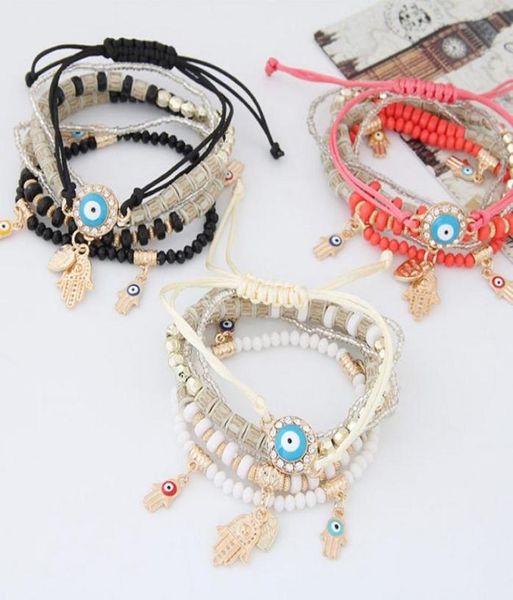 

evil eye hand charm chain women love heart multi storey manual beading bracelet braided jewelry bracelets 4 8dm g2b7070685, Golden;silver