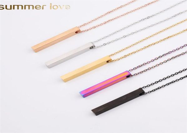 

polished stainless steel blank bar necklaces geometric square vertical long bar pendant necklace pendants diy customize jewelry 5 4468263, Silver