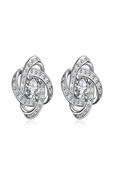

women039s silver plated surround cubic zirconia ball earrings stud earring1254436, Golden;silver
