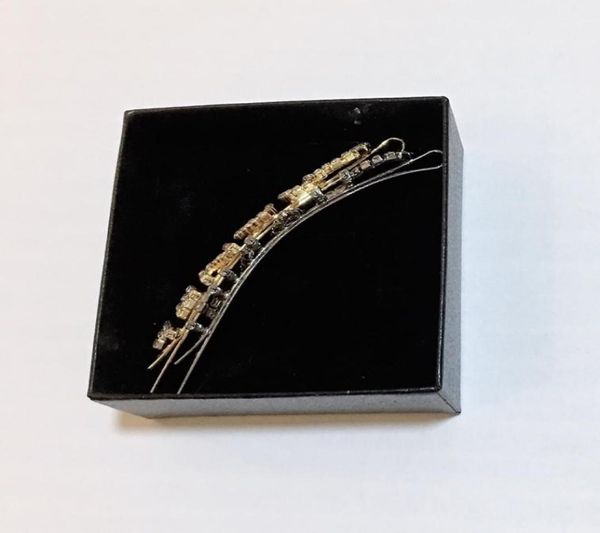 

85x15cm c fashion 2 color hair clips classic rhinestone letters barrettes for ladies favorite hairpins headwear jewelry accessor5017292, Golden;silver