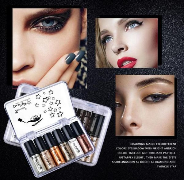

blush 6 pcs colors metallic glitter glow eyeshadow comestics lip gloss lasting liquid eye shadow box of diamond6205656