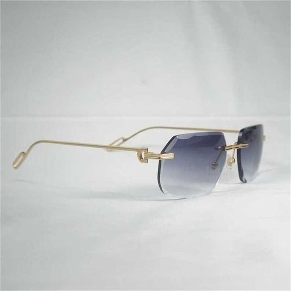 

sunglasses 2023 designer vintage rimless square men oculos diamond cutting new lens shape shade metal frame clear glasses for reading gafask, White;black