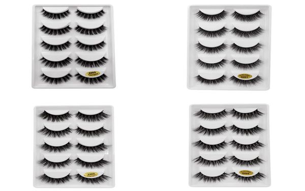 

5pairsset 3d mink false eyelashes handmade natural plastic black cotton full strip thick fake eye lashes cosmetic3026628