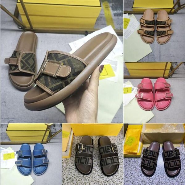 

dress 2023 fashion women men sandal luxury designer lady gentlemen colorful canvas letter anatomic leather slide 6 style model 35-45 momct, Black;gray