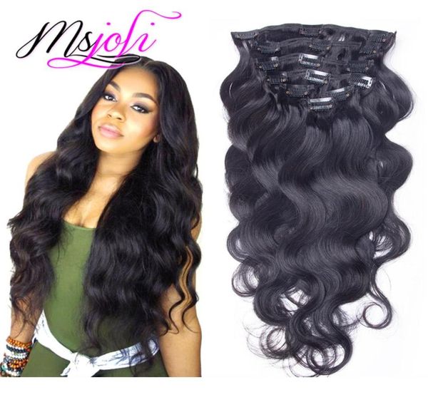 

peruvian body wave 100g virgin human hair clip in extension full head natural color 7pcslot 1228 inches from ms joli1100963, Black;brown