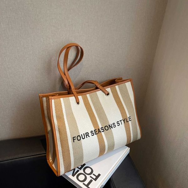 

canvas bag summer high capacity ol commuter college student big bag female class letter one shoulder tote bag
