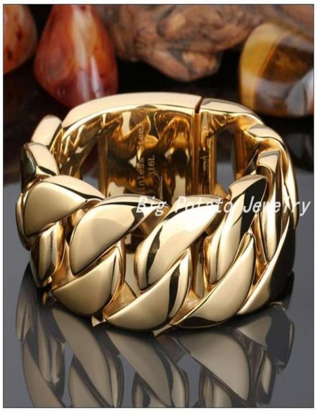 

link chain 2224cm32mm 316l stainless steel gold curb cuban men039s bracelet banglehuge heavy jewelry5796899, Black