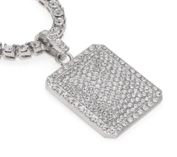

fashion hop necklace jewelry fashion gold iced out chain full rhinestone dog tag pendant necklaces1183741, Silver